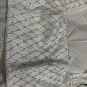 Forever 21 White Satin Top with Silver Zipper